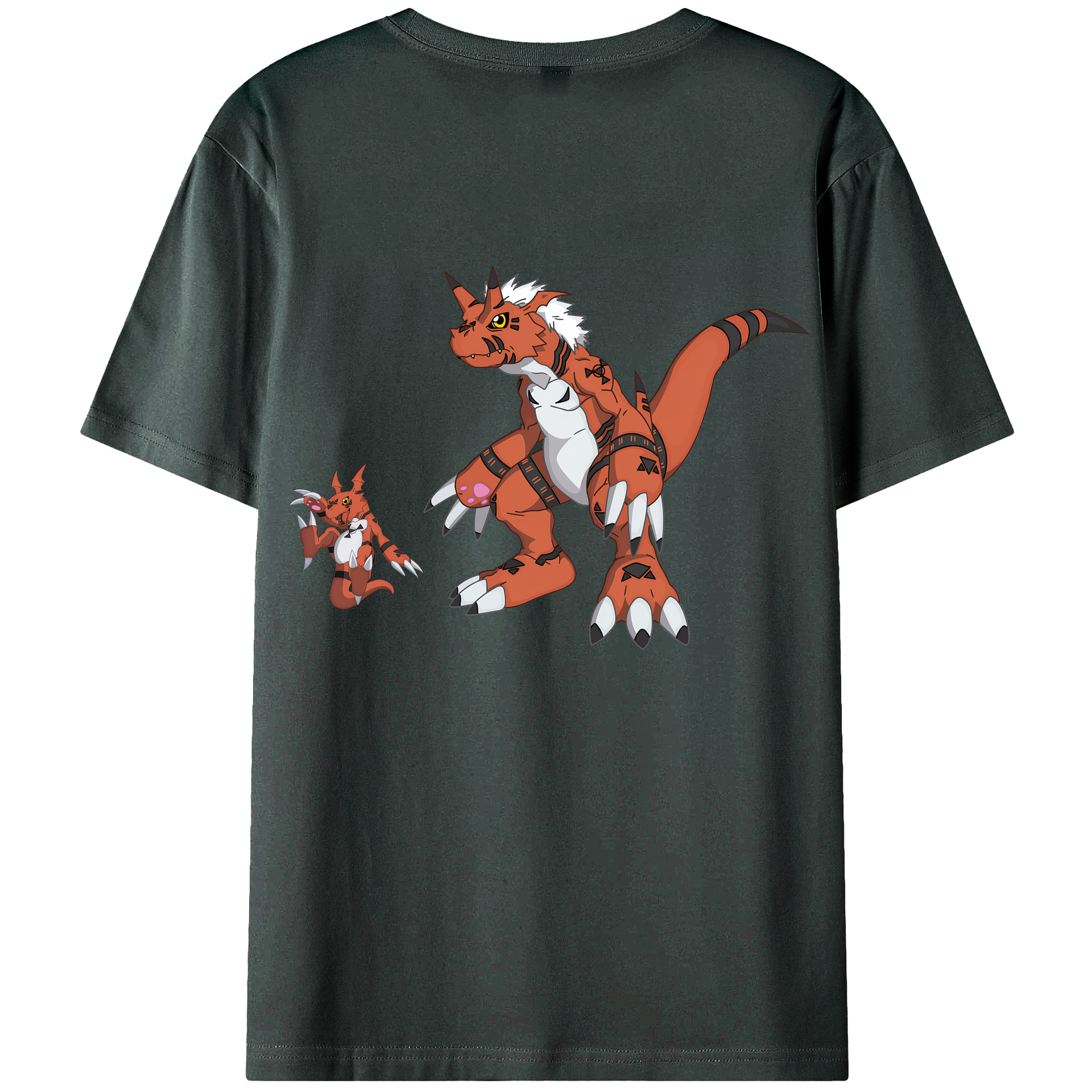 （画像用） Digimon デジタルモンスター/デジモン 綿100％ メンズ半袖Tシャツ（バックプリント） 通気性